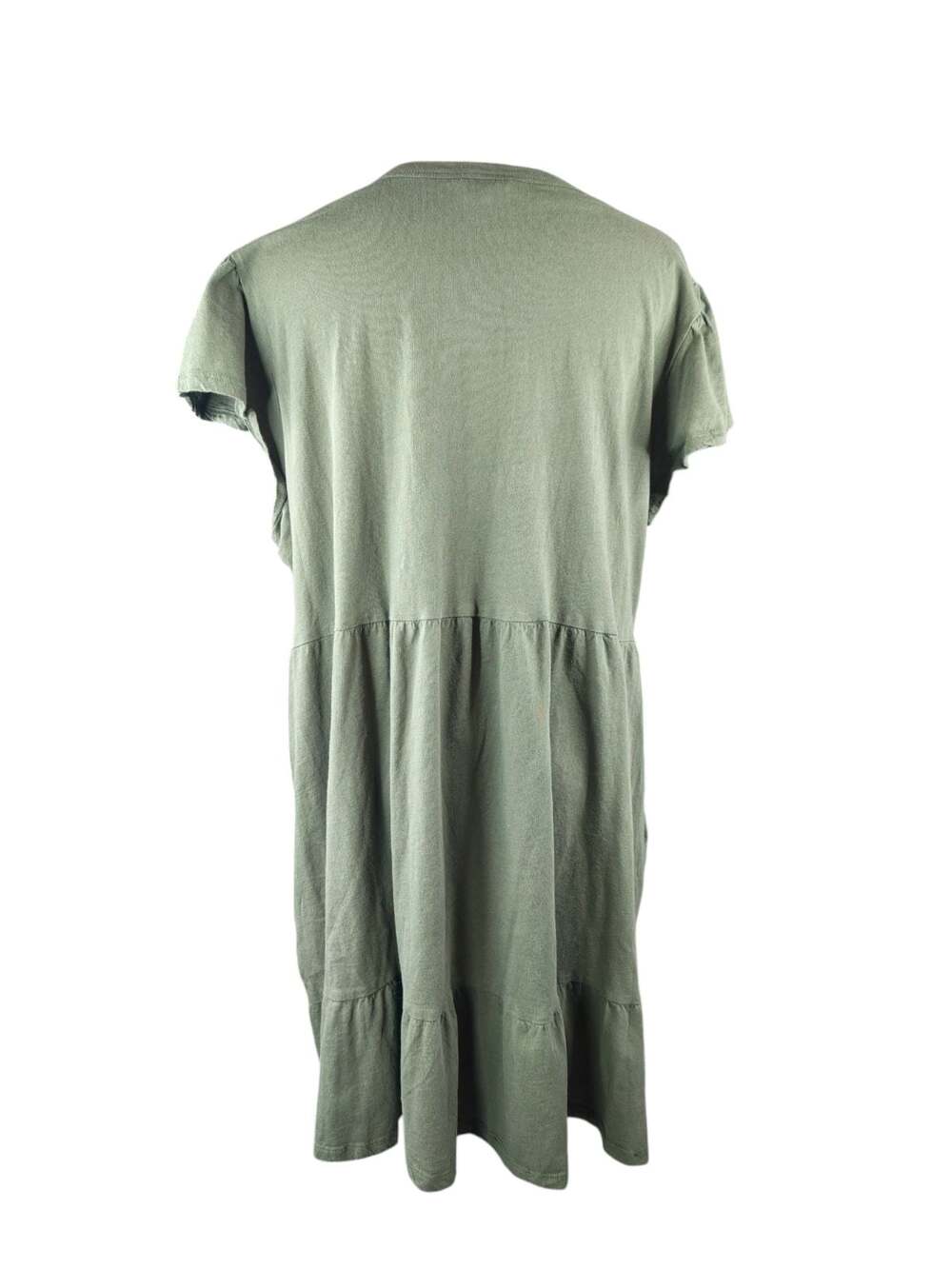 Time and Tru Olive Green Short Sleeve Tiered Knit Dress with Pockets Sz. XL - Picture 2 of 5